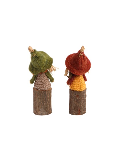 WILLOW SCARECROW ON WOODENLOG 2 ASSORTED DIA 5CM X 20CM