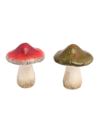 TERRACOTTA MUSHROOM 2 ASSORTED COLORS DIA 11.3CM X 13.2CM