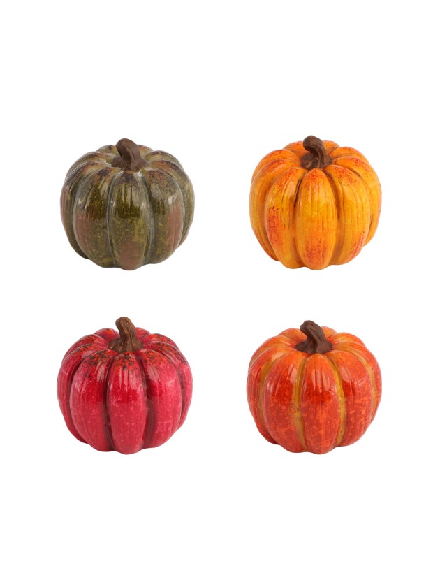 SMALL SIZE TERRACOTTA PUMPKINS 4 ASSORTED COLORS DIA 8CM X 8CM
