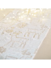 GOLDEN REINDEER FUR TABLE RUNNER 30CM X 3M