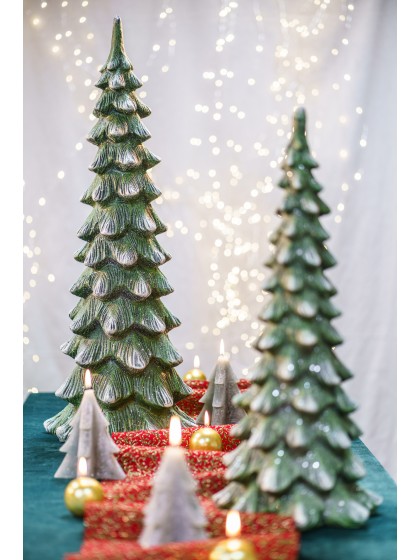 BIG SIZE SNOWY GREEN XMAS TREE IN MAGNESIA DIA 29.5CM X 29.5CM X 80CM