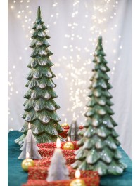BIG SIZE SNOWY GREEN XMAS TREE IN MAGNESIA DIA 29.5CM X 29.5CM X 80CM
