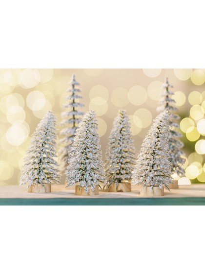 SET 4 SAPINS VERTS ENNEIGES DIA 4CM X 10CM