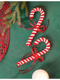 4 CANDY CANES CANDY STRIPES AVEC NOEUD 6CM X 1.2CM X 15CM