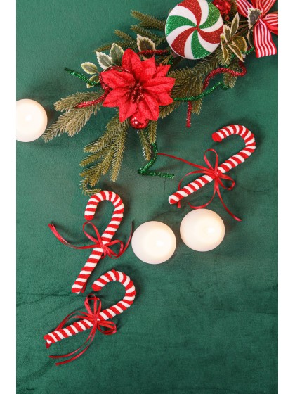 4 ZUCKERSTENGELN CANDY STRIPES MIT SCHLEIFE 6CM X 1.2CM X 15CM