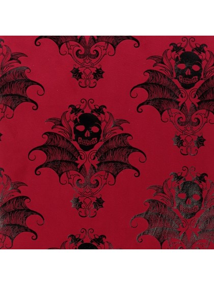 TISCHLÄUFER SAMT BORDEAUX SKULL BAROQUE IMPRESSION SCHWARZ 28CM X 3M