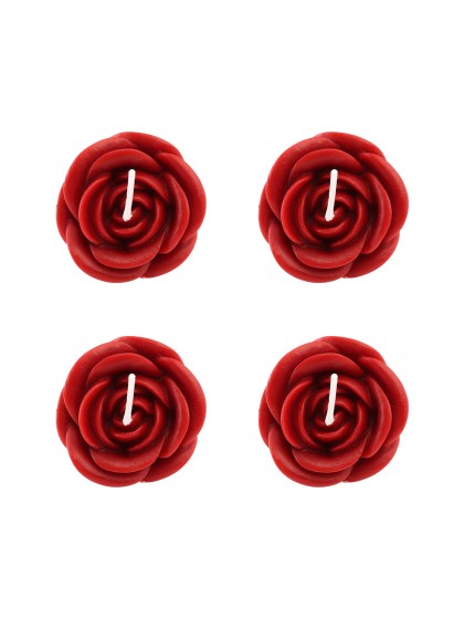 SET 4 BOUGIES ROSES ROUGES DIA 5CM X 3.5CM