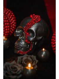 CRANE RESINE NOIR PERLES ROUGE BLOODY 15CM X 23CM X 18CM