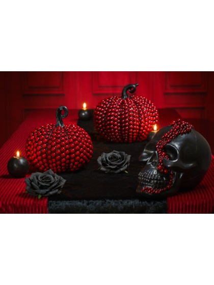 KLEIN KÜRBIS KUNSTHARZ PERLEN ROT BLOODY 19CM X 18CM X 19CM