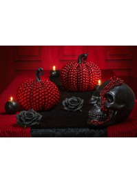 KLEIN KÜRBIS KUNSTHARZ PERLEN ROT BLOODY 19CM X 18CM X 19CM