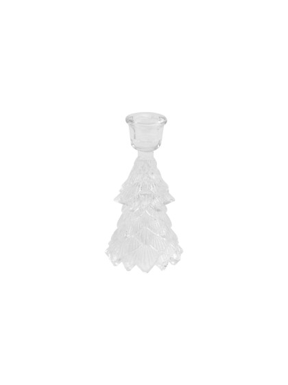 BOUGEOIR FLAMBEAU VERRE SAPIN TRANSPARENT DIA 7.8CM X 14.5CM