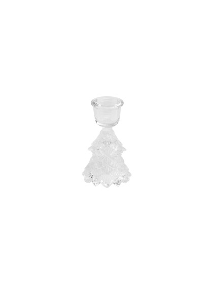 BOUGEOIR FLAMBEAU VERRE SAPIN TRANSPARENT DIA 6.3CM X 10CM