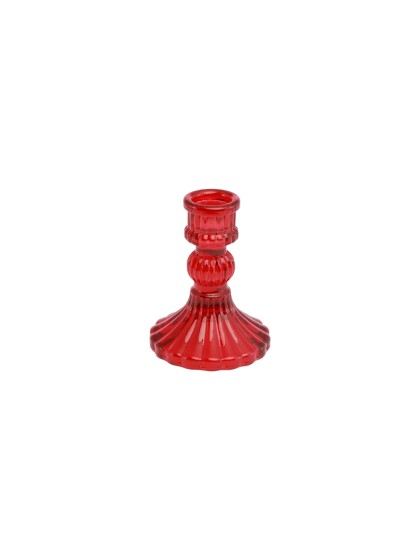 BOUGEOIR VERRE FLAMBEAU VINTAGE ROUGE DIA 8CM X 10.5CM