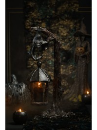 BOUGEOIR LANTERNE CHAUVE SOURIS SUR BRANCHE 19.2CM X 15CM X 37CM