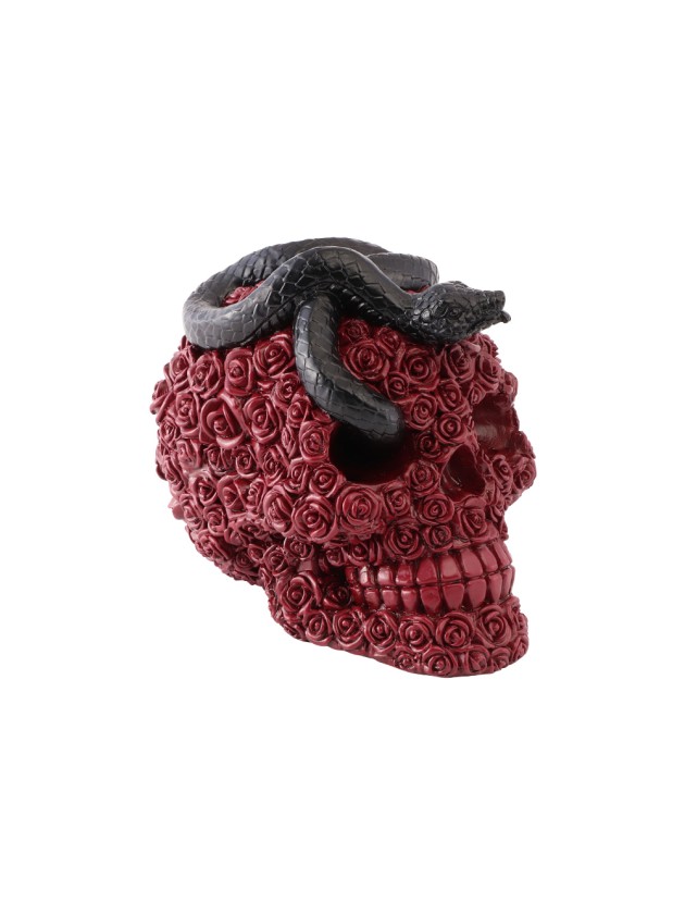 CRANE RESINE ROSES ROUGES ET SERPENT NOIR 10.5CM X 15CM X 13CM