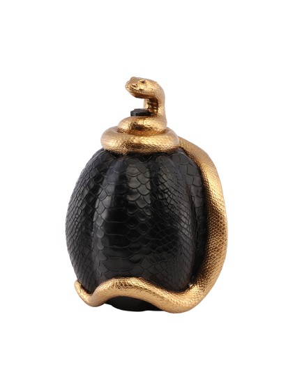 KÜRBIS KUNSTHARZ SCHWARZ STRUKTURIERT SCHLENGEL GOLD 14CM X 16CM X 20.5CM