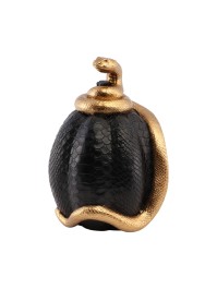 CITROUILLE RESINE NOIRE TEXTURE SERPENT OR 14CM X 16CM X 20.5CM