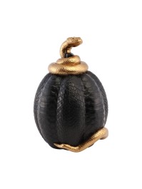 KÜRBIS KUNSTHARZ SCHWARZ STRUKTURIERT SCHLENGEL GOLD 14CM X 16CM X 20.5CM