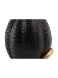 KÜRBIS KUNSTHARZ SCHWARZ STRUKTURIERT SCHLENGEL GOLD 14CM X 16CM X 20.5CM