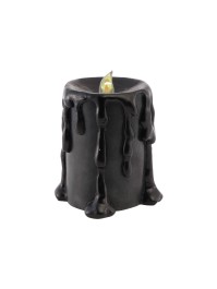 GRANDE BOUGIE RESINE NOIR LED 10CM X 8.5CM X 12CM