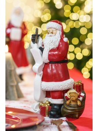 PERE NOEL RESINE AVEC LISTE ET CADEAUX 14CM X 10CM X 24CM