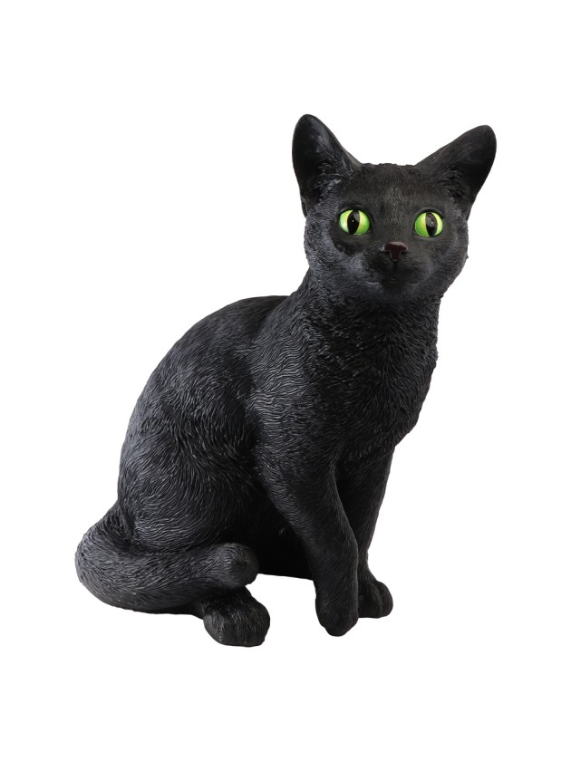 GROSS KATZE KUNSTHARZ SCHWARZ 46.3CM X 30.2CM X 56CM