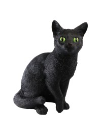 GRAND CHAT RESINE NOIR 46.3CM X 30.2CM X 56CM