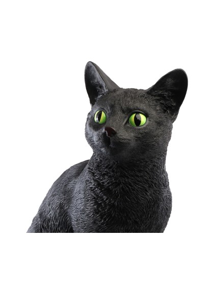 GRAND CHAT RESINE NOIR 46.3CM X 30.2CM X 56CM