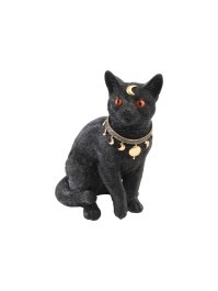 CHAT MYSTIC POLYRESINE NOIR 23CM X 15.5CM X 28CM