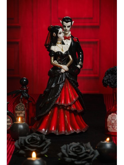 STATUE RESINE COUPLE VAMPIRES ROUGE BLOODY 19.5CM X 15.5CM X 37CM
