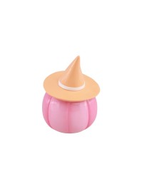 KÜRBIS KUNSTHARZ ROSA MIT HUT ORENGEL PASTELL SUMMERWEEN 12.5CM X 12.3CM X 17CM
