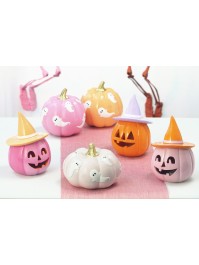 KÜRBIS KUNSTHARZ ROSA MIT HUT ORENGEL PASTELL SUMMERWEEN 12.5CM X 12.3CM X 17CM