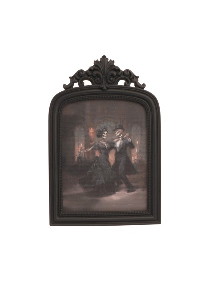 POLYRESIN STANDING BLACK FRAME DANCING SKELETONS 23.6CM X 2CM X 35.5CM