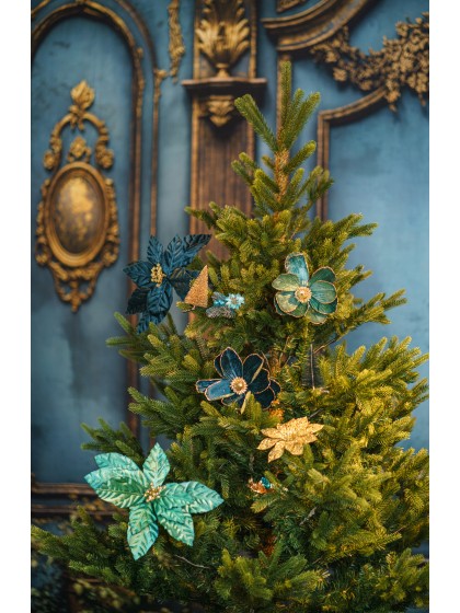 POINSETTIA TEAL SUR CLIP - 2 ASS DIA 31CM X 24CM
