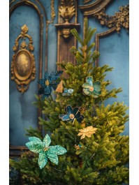 POINSETTIA TEAL SUR CLIP - 2 ASS DIA 31CM X 24CM