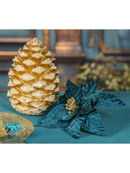 POINSETTIA TEAL SUR CLIP - 2 ASS DIA 31CM X 24CM