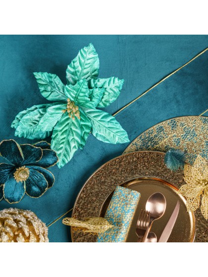 POINSETTIA TEAL SUR CLIP - 2 ASS DIA 31CM X 24CM