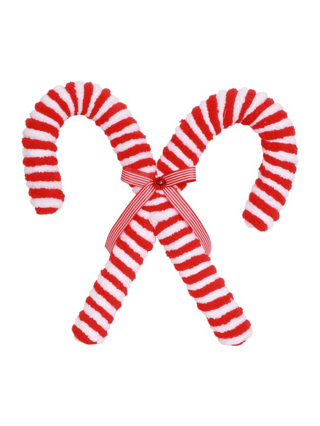 RED/WHITE FUR DOUBLE CANDY CANE 50CM X 6CM X 50CM