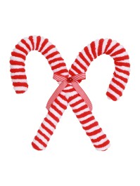 RED/WHITE FUR DOUBLE CANDY CANE 50CM X 6CM X 50CM