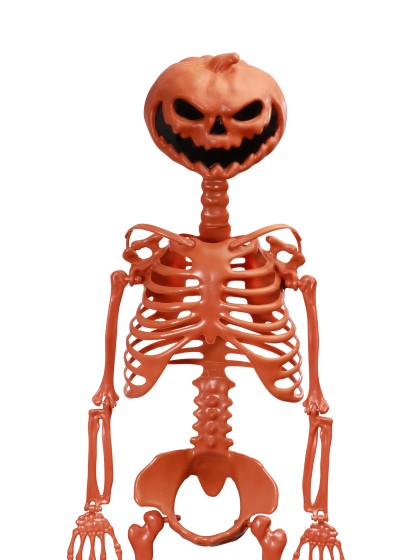 SKELETT  BEWEGLICH KOPF AUS KÜRBIS ORENGEL SUMMERWEEN 1M