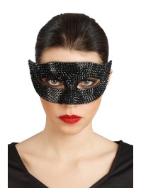 HALB MASKE STRASS DIAMONDS SCHWARZ 17CM X 8CM X 8.5CM