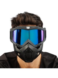MASQUE BLOC NOIR LUNETTES REFLET BLEU 19CM X 5CM X 19CM