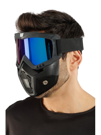 MASQUE BLOC NOIR LUNETTES REFLET BLEU 19CM X 5CM X 19CM