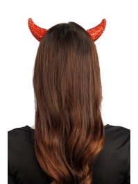 KLAMMER HAAR HÖRNER TEUFEL STRASS ROT 6.5CM X 3CM X 7.5CM