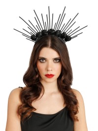 BLACK ROSES CROWN HEADBAND 37CM X 2CM X 30CM