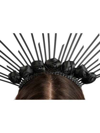 BLACK ROSES CROWN HEADBAND 37CM X 2CM X 30CM