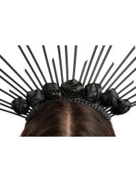 BLACK ROSES CROWN HEADBAND 37CM X 2CM X 30CM