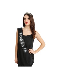 KIT BRIDE OR DIE - 2 PCS ECHARPE ET DIADEME ECHARPE: 9.5CM X 80CM DIADEME14.5CM X 16CM X 4CM