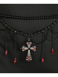 GÜRTEL PERLEN SCHWARZ UND CROIX 70CM X 0.5CM X 16CM