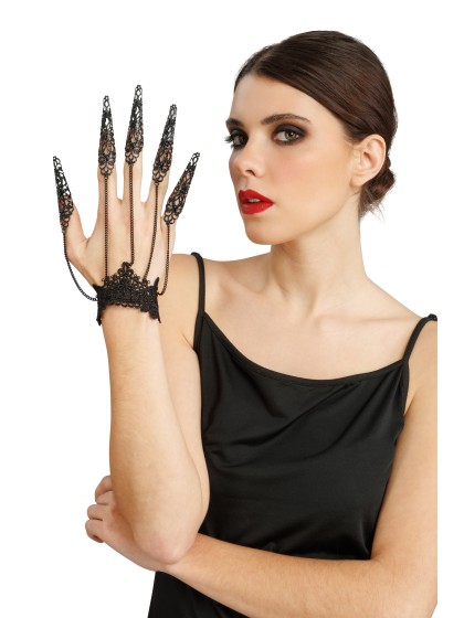 HANDSCHMUCK SPITZE UND METALL SCHWARZ 15CM X 1CM X 22CM